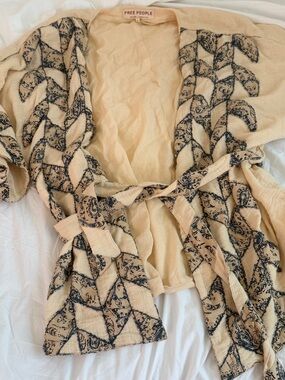 Like New Free People Cream Kimono Cardigan Throw